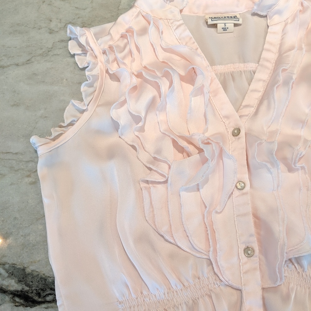 Converse Elastic Waist Ruffled Pink Tank Top